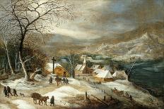 A Winter Landscape, with Figures on a Road by a Village-Joos or Josse de, The Younger Momper-Giclee Print