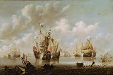 Two Smalschips Off the End of a Pier, C.1700-10-Willem Van De, The Younger Velde-Giclee Print