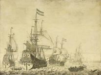 Two Smalschips Off the End of a Pier, C.1700-10-Willem Van De, The Younger Velde-Giclee Print
