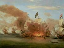 A Calm - a Smalschip and a Kaag at Anchor with an English Man-O'-War Beyond-Willem Van De, The Younger Velde-Giclee Print