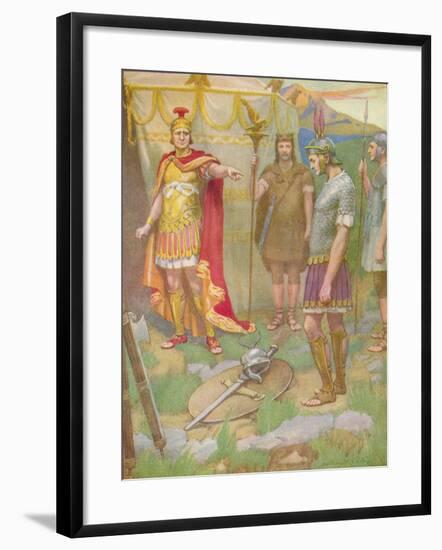 'The youth laid the arms he had taken from his foe at his father's feet', c1912-Ernest Dudley Heath-Framed Giclee Print