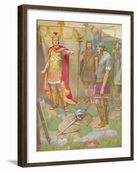 'The youth laid the arms he had taken from his foe at his father's feet', c1912-Ernest Dudley Heath-Framed Giclee Print