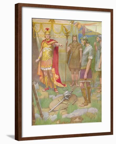 'The youth laid the arms he had taken from his foe at his father's feet', c1912-Ernest Dudley Heath-Framed Giclee Print