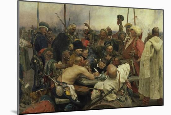 The Zaporozhye Cossacks Writing a Letter to the Turkish Sultan, 1880-91-Ilja Efimowitsch Repin-Mounted Giclee Print