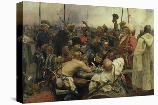 The Zaporozhye Cossacks Writing a Letter to the Turkish Sultan, 1880-91-Ilja Efimowitsch Repin-Stretched Canvas