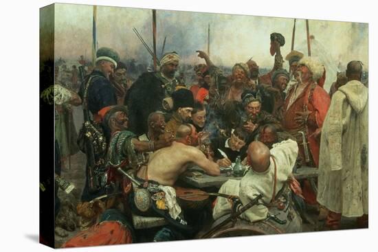 The Zaporozhye Cossacks Writing a Letter to the Turkish Sultan, 1890-91-Ilya Efimovich Repin-Stretched Canvas