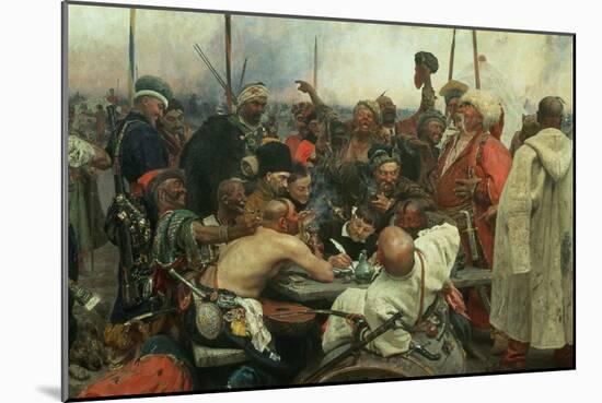 The Zaporozhye Cossacks Writing a Letter to the Turkish Sultan, 1890-91-Ilya Efimovich Repin-Mounted Giclee Print