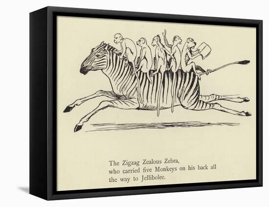 The Zigzag Zealous Zebra-Edward Lear-Framed Stretched Canvas