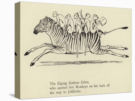 The Zigzag Zealous Zebra-Edward Lear-Stretched Canvas