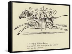 The Zigzag Zealous Zebra-Edward Lear-Framed Stretched Canvas