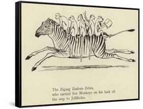 The Zigzag Zealous Zebra-Edward Lear-Framed Stretched Canvas