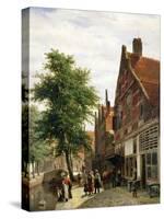 The Zuiderhavendijk, Enkhuizen in Summer, 1865 (Oil on Canvas)-Cornelius Springer-Stretched Canvas