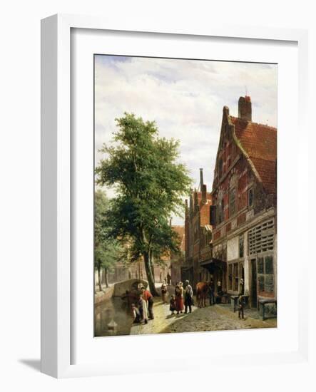 The Zuiderhavendijk, Enkhuizen in Summer, 1865 (Oil on Canvas)-Cornelius Springer-Framed Giclee Print