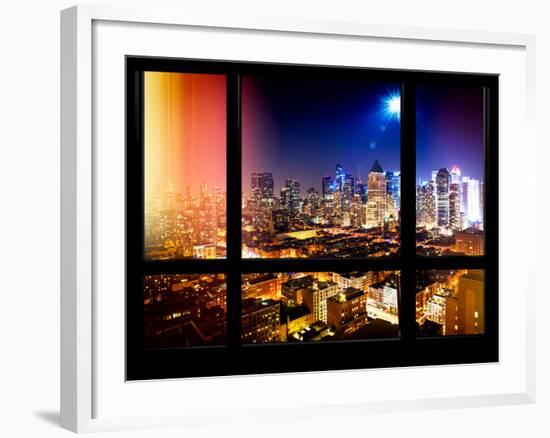 Theater District by Night - Manhattan, New York, USA-Philippe Hugonnard-Framed Photographic Print