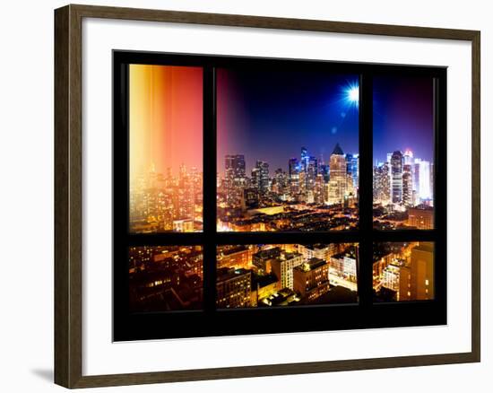 Theater District by Night - Manhattan, New York, USA-Philippe Hugonnard-Framed Photographic Print