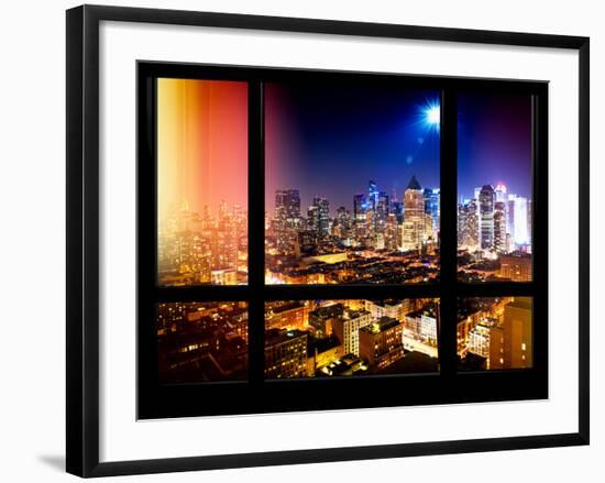 Theater District by Night - Manhattan, New York, USA-Philippe Hugonnard-Framed Photographic Print