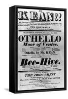 Theatre Bill Advertising Perfomances of Mr. Kean, 1818 (Printed Paper)-English-Framed Stretched Canvas