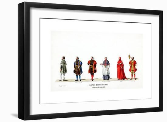 Theatre Costume Designs for Shakespeare's Play, Henry VIII, 19th Century-null-Framed Giclee Print