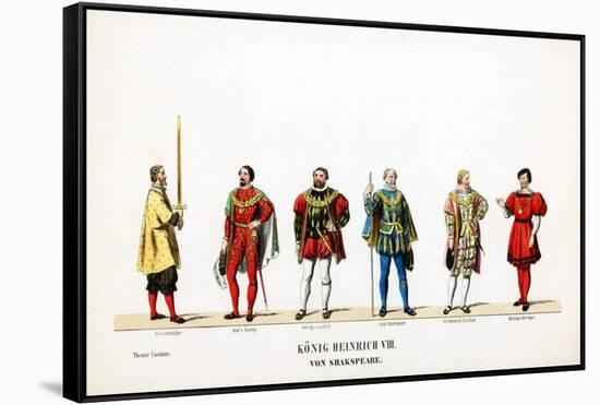 Theatre Costume Designs for Shakespeare's Play, Henry VIII, 19th Century-null-Framed Stretched Canvas