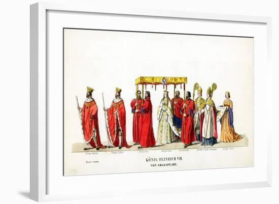 Theatre Costume Designs for Shakespeare's Play, Henry VIII, 19th Century-null-Framed Giclee Print