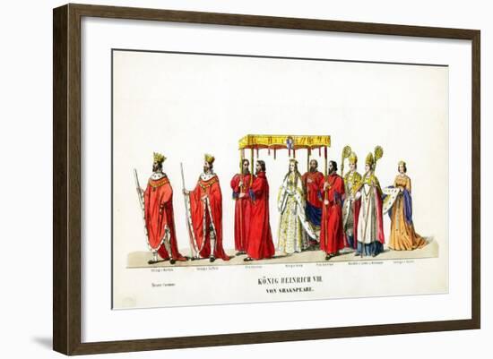 Theatre Costume Designs for Shakespeare's Play, Henry VIII, 19th Century-null-Framed Giclee Print