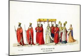 Theatre Costume Designs for Shakespeare's Play, Henry VIII, 19th Century-null-Mounted Giclee Print