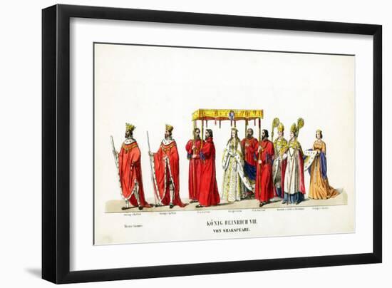 Theatre Costume Designs for Shakespeare's Play, Henry VIII, 19th Century-null-Framed Premium Giclee Print