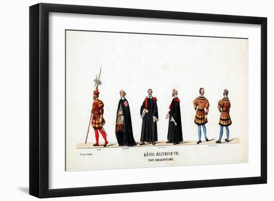 Theatre Costume Designs for Shakespeare's Play, Henry VIII, 19th Century-null-Framed Giclee Print