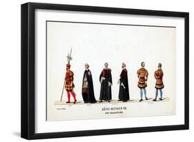 Theatre Costume Designs for Shakespeare's Play, Henry VIII, 19th Century-null-Framed Giclee Print