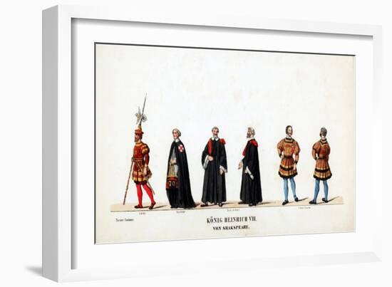 Theatre Costume Designs for Shakespeare's Play, Henry VIII, 19th Century-null-Framed Giclee Print