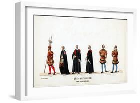 Theatre Costume Designs for Shakespeare's Play, Henry VIII, 19th Century-null-Framed Giclee Print