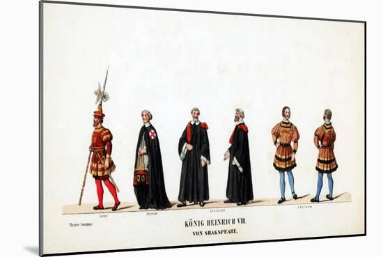 Theatre Costume Designs for Shakespeare's Play, Henry VIII, 19th Century-null-Mounted Giclee Print