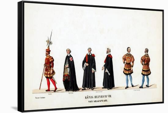 Theatre Costume Designs for Shakespeare's Play, Henry VIII, 19th Century-null-Framed Stretched Canvas