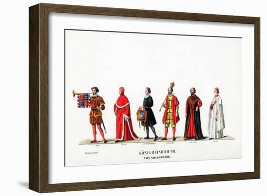 Theatre Costume Designs for Shakespeare's Play, Henry VIII, 19th Century-null-Framed Giclee Print