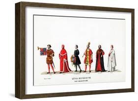 Theatre Costume Designs for Shakespeare's Play, Henry VIII, 19th Century-null-Framed Giclee Print