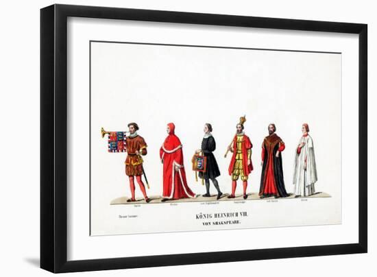 Theatre Costume Designs for Shakespeare's Play, Henry VIII, 19th Century-null-Framed Giclee Print