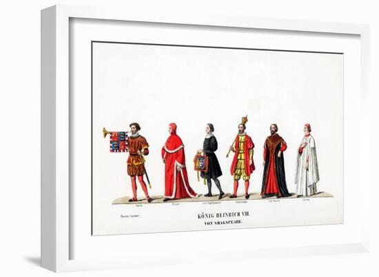 Theatre Costume Designs for Shakespeare's Play, Henry VIII, 19th Century-null-Framed Giclee Print