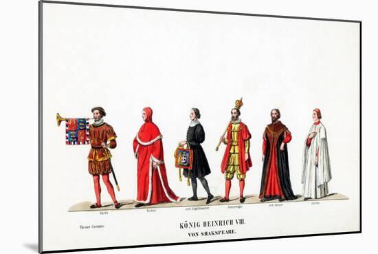 Theatre Costume Designs for Shakespeare's Play, Henry VIII, 19th Century-null-Mounted Giclee Print