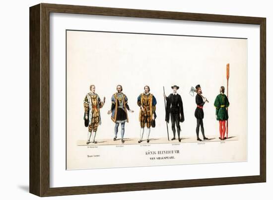 Theatre Costume Designs for Shakespeare's Play, Henry VIII, 19th Century-null-Framed Giclee Print