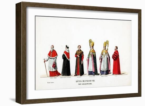 Theatre Costume Designs for Shakespeare's Play, Henry VIII, 19th Century-null-Framed Giclee Print