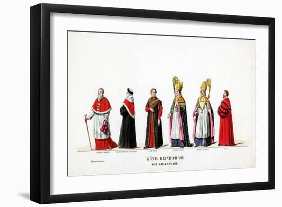 Theatre Costume Designs for Shakespeare's Play, Henry VIII, 19th Century-null-Framed Giclee Print