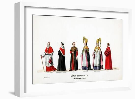 Theatre Costume Designs for Shakespeare's Play, Henry VIII, 19th Century-null-Framed Giclee Print