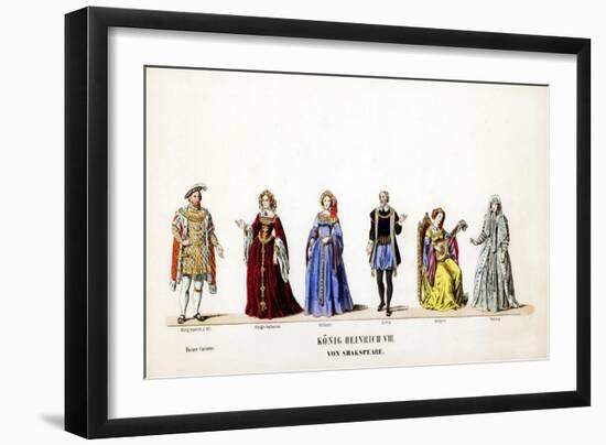 Theatre Costume Designs for Shakespeare's Play, Henry VIII, 19th Century-null-Framed Giclee Print