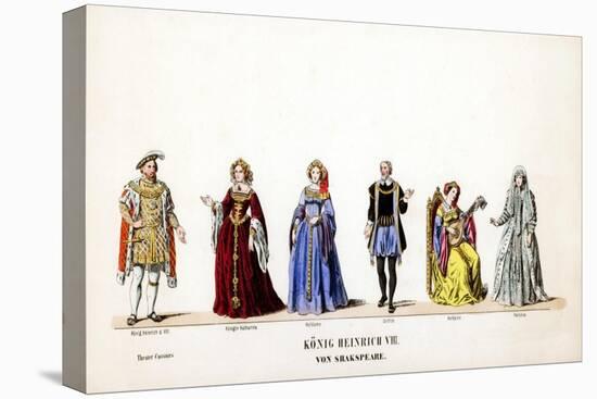 Theatre Costume Designs for Shakespeare's Play, Henry VIII, 19th Century-null-Stretched Canvas