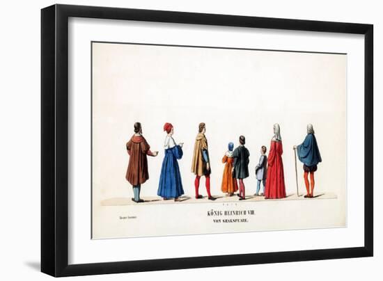 Theatre Costume Designs for Shakespeare's Play, Henry VIII, 19th Century-null-Framed Giclee Print