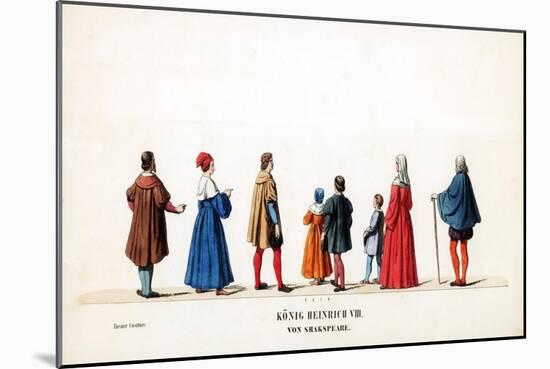 Theatre Costume Designs for Shakespeare's Play, Henry VIII, 19th Century-null-Mounted Giclee Print