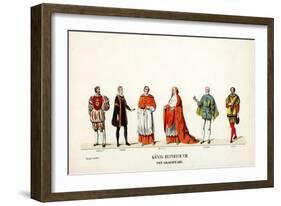 Theatre Costume Designs for Shakespeare's Play, Henry VIII, 19th Century-null-Framed Giclee Print