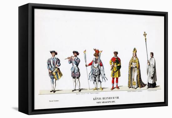 Theatre Costume Designs for Shakespeare's Play, Henry VIII, 19th Century-null-Framed Stretched Canvas