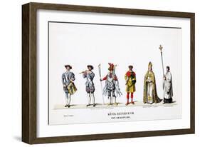 Theatre Costume Designs for Shakespeare's Play, Henry VIII, 19th Century-null-Framed Giclee Print