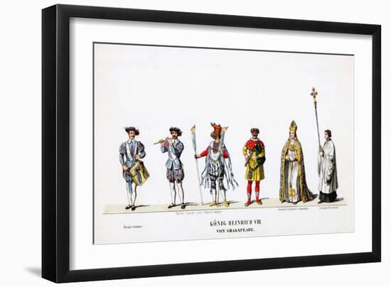 Theatre Costume Designs for Shakespeare's Play, Henry VIII, 19th Century-null-Framed Giclee Print